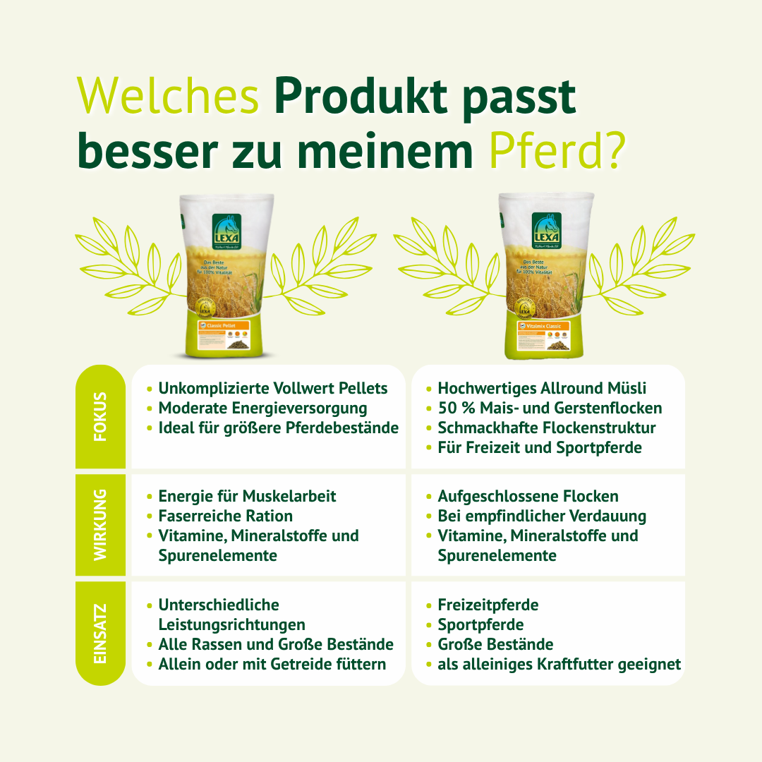 Vergleich von LEXA Classic Pellet und Vitalmix Classic nach Eigenschaften, Wirkung und Einsatzbereich