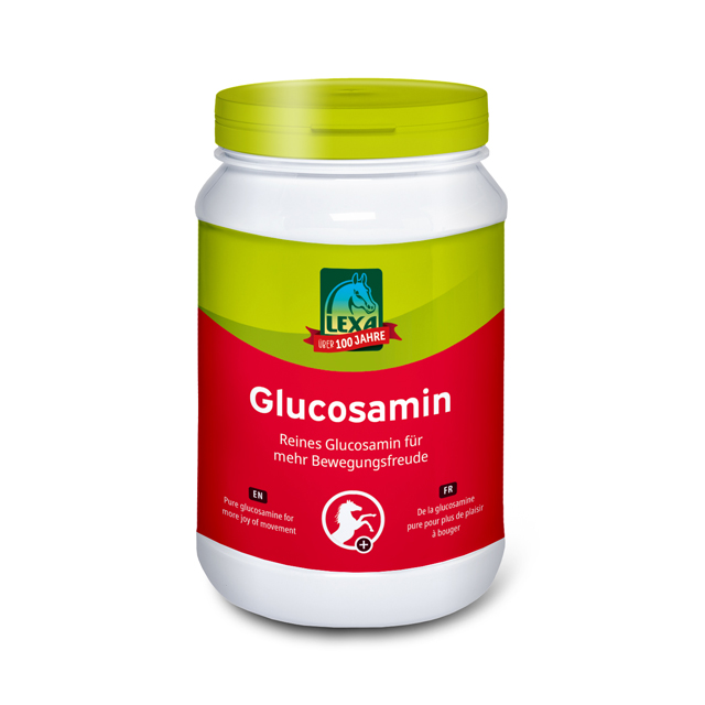 LEXA Glucosamin Glucosamin von LEXA, in einer weißen Dose (Kunstsoff) mit grünem Deckel und rotem Etikett