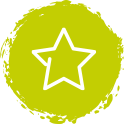 Sternsymbol im grünen Kreis Grüner Kreis mit einem weißen Stern in der Mitte.