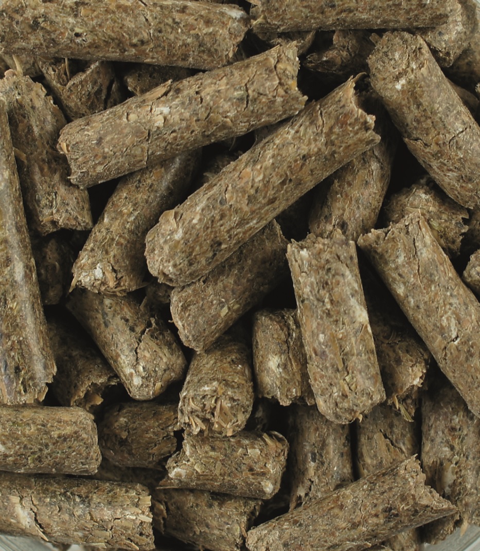 Pflanzenpellets Braune Pellets aus pflanzlichem Material, gestapelt und eng beieinander.