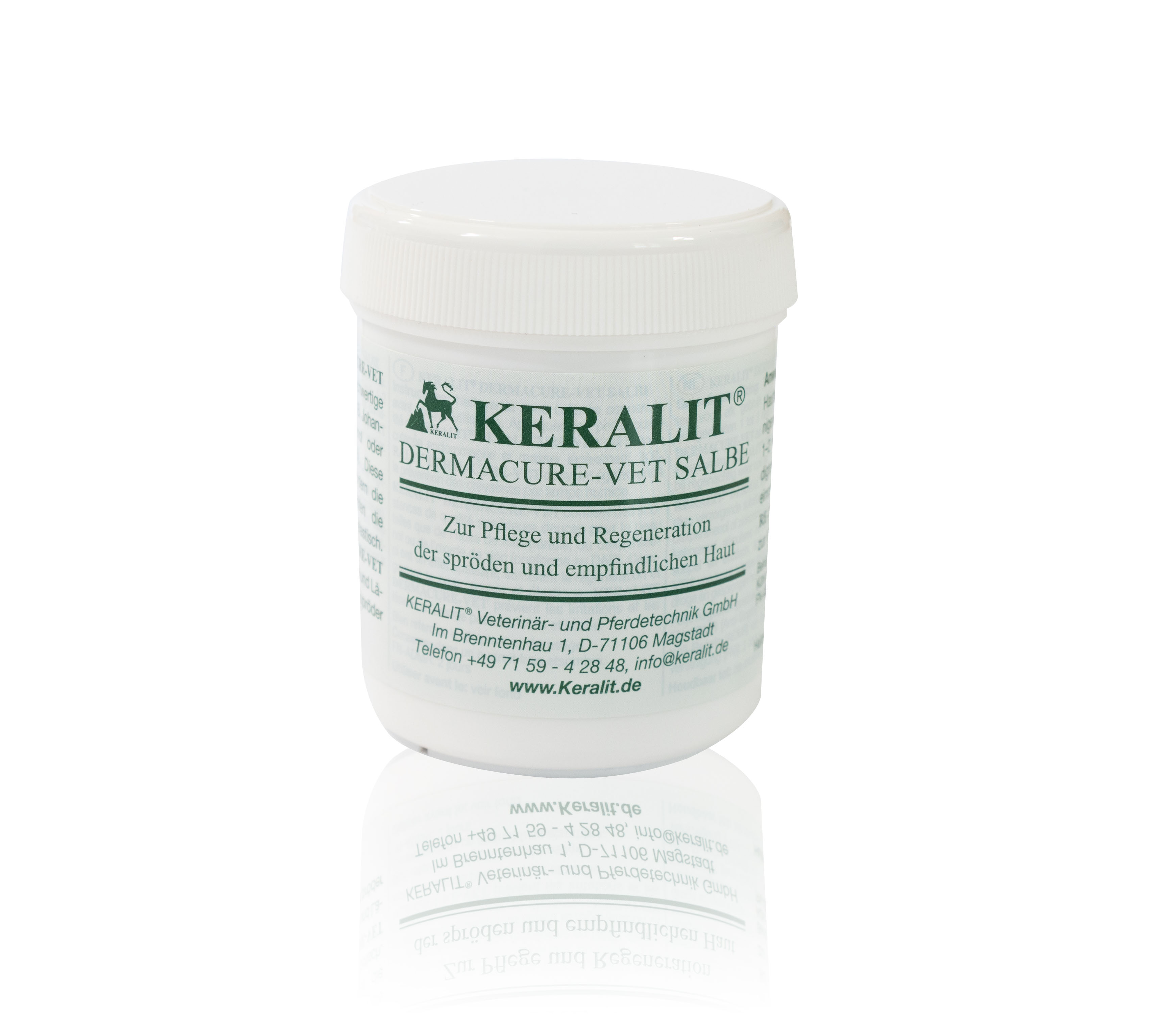 KERALIT Dermacure-Vet Salbe KERALIT Dermacure-Vet Salbe in einem weißen Behälter, geeignet zur Pflege und Regeneration von empfindlicher Haut.