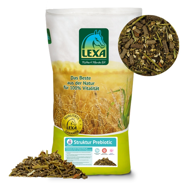 LEXA Struktur Prebiotic Pferdefutter LEXA Struktur Prebiotic Pferdefutter, Mischung aus getrockneten Kräutern und Pflanzen, fördert die Verdauung.
