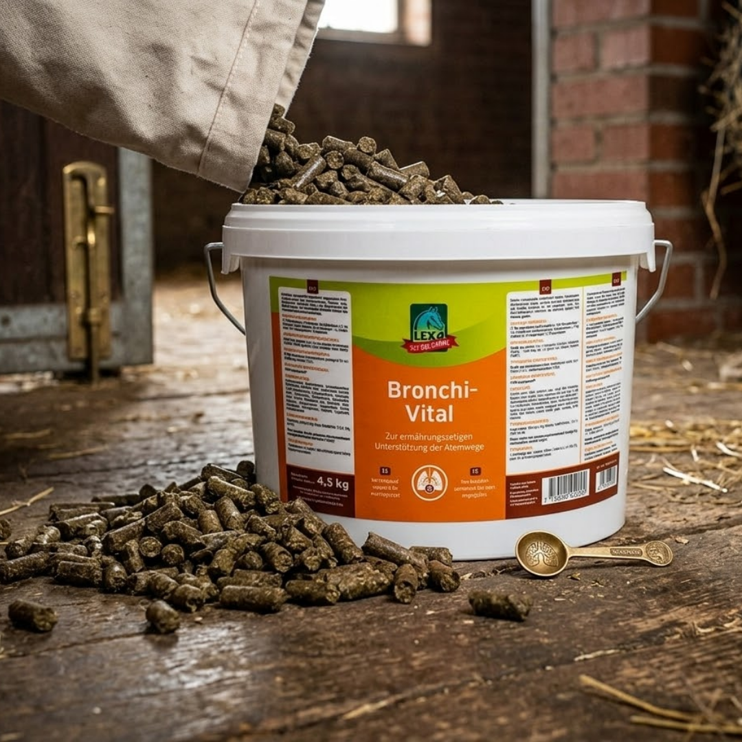 Bronchi Vital Zusatzfutter Eimer für Pferde mit natürlichen Inhaltsstoffen für Atemwege